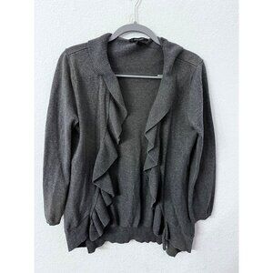 89th & Madison ruffled grey sweater cardigan women size XL